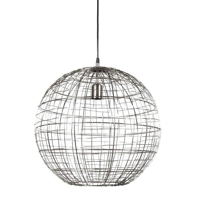 Lampa kula z drutu Corby srebro 46cm